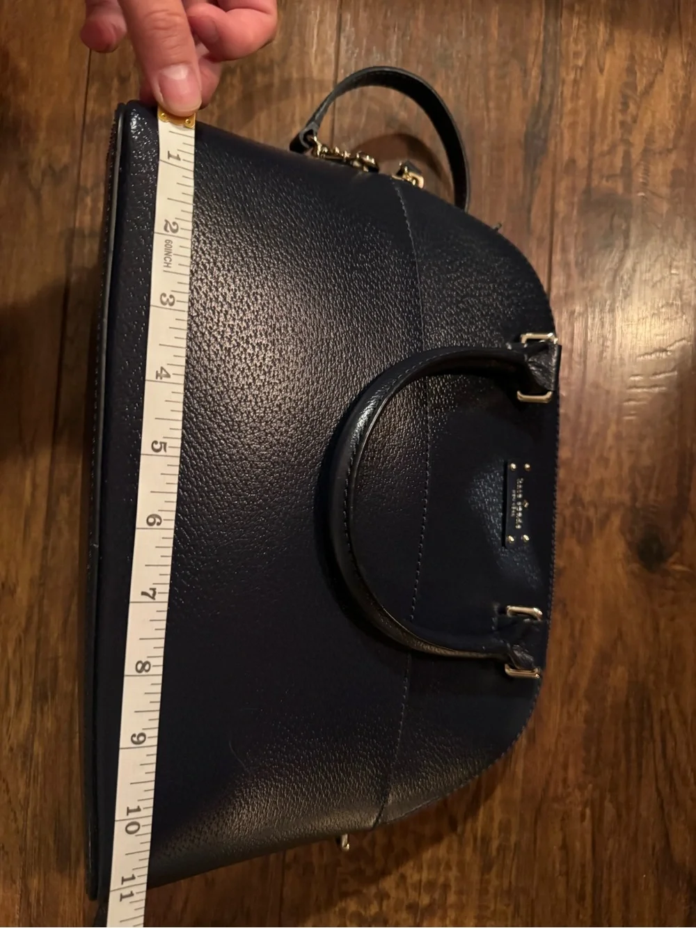 Kate Spade Navy Leather Satchel Top Handle Crossbody Bag Classic Structured Purs
